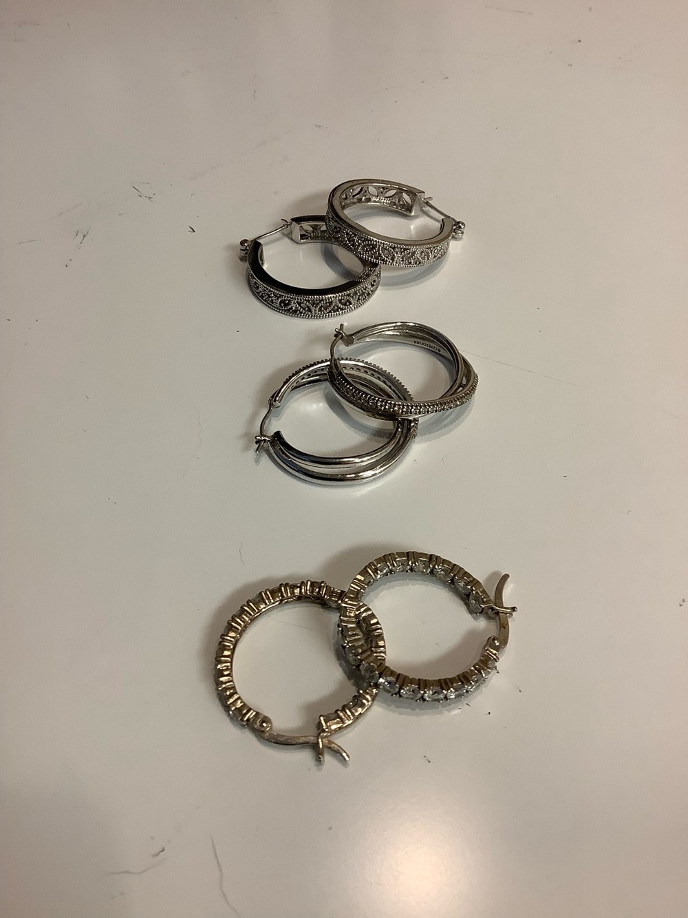 Bundle of Three Silver Hoop Earring Pairs For Pierced Ears